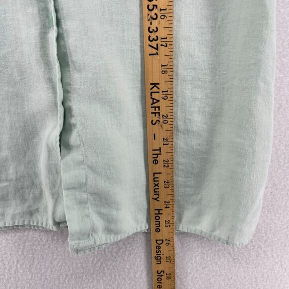 LL BEAN Shirt Womens XS Camp Washable Linen Button Up Short Sleeve Woven Green - Picture 11 of 12